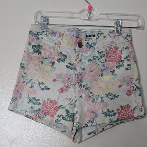 Topshop Coated Floral Printed Women's Shorts - Multicolor Size 26/4
